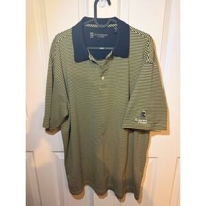 St Andrews of Scotland Links Golf Polo Shirt Mens Large Yellow Navy Preppy